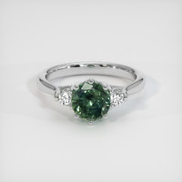 1.66 Ct. Green Sapphire Ring, 14K White Gold 1