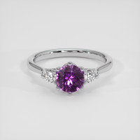 1.38 Ct. Pinkish Purple Sapphire Ring, 14K White Gold 1