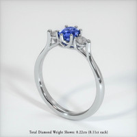 0.78 Ct. Sapphire Ring, 18K White Gold 2