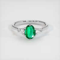 0.62 Ct. Emerald Ring, 18K White Gold 1