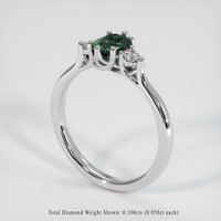 0.72 Ct. Green Sapphire Ring, 18K White Gold 2