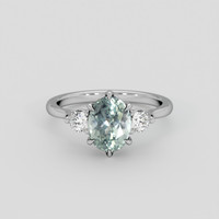 2.33 Ct. Bluish Green Sapphire Ring, 18K White Gold 1