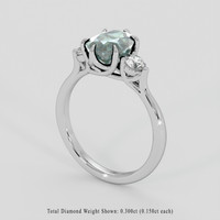 2.33 Ct. Bluish Green Sapphire Ring, 18K White Gold 2
