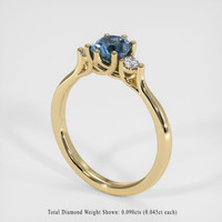 0.90 Ct. Greyish Blue Sapphire Ring, 10K Yellow Gold 2