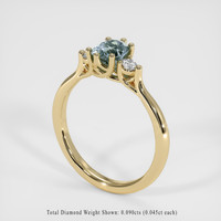 0.82 Ct. Greyish Blue Sapphire Ring, 10K Yellow Gold 2