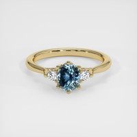 0.81 Ct. Greenish Blue Sapphire Ring, 10K Yellow Gold 1