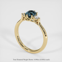 0.81 Ct. Greenish Blue Sapphire Ring, 10K Yellow Gold 2
