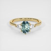 0.90 Ct. Greenish Blue Sapphire Ring, 10K Yellow Gold 1