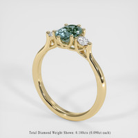 0.90 Ct. Greenish Blue Sapphire Ring, 10K Yellow Gold 2