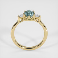 0.90 Ct. Greenish Blue Sapphire Ring, 10K Yellow Gold 3
