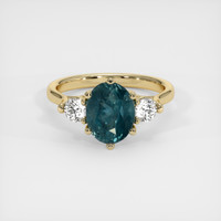2.52 Ct. Greenish Blue Sapphire Ring, 10K Yellow Gold 1