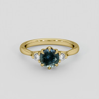 1.07 Ct. Bluish Green Sapphire Ring, 14K Yellow Gold 1