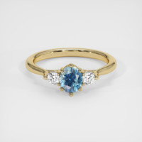0.78 Ct. Greenish Blue Sapphire Ring, 14K Yellow Gold 1