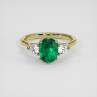 1.29 Ct. Emerald Ring, 18K Yellow Gold 1