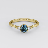 0.70 Ct. Greenish Blue Sapphire Ring, 18K Yellow Gold 1