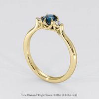 0.70 Ct. Greenish Blue Sapphire Ring, 18K Yellow Gold 2