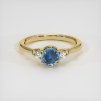 0.90 Ct. Greenish Blue Sapphire Ring, 18K Yellow Gold 1
