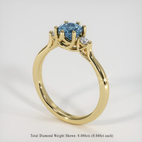 0.90 Ct. Greenish Blue Sapphire Ring, 18K Yellow Gold 2