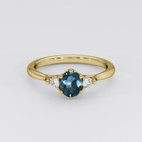 0.71 Ct. Greenish Blue Sapphire Ring, 18K Yellow Gold 1