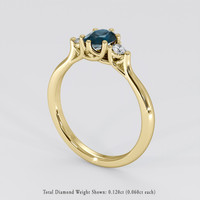 0.71 Ct. Greenish Blue Sapphire Ring, 18K Yellow Gold 2