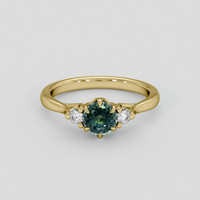 1.09 Ct. Greenish Blue Sapphire Ring, 18K Yellow Gold 1