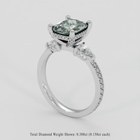 2.06 Ct. Bluish Green Sapphire Ring, Platinum 950 2