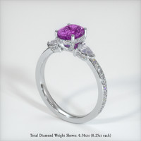 2.55 Ct. Pinkish Purple Sapphire Ring, Platinum 950 2
