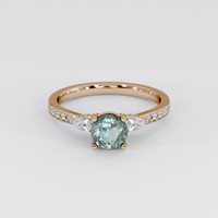 0.89 Ct. Bluish Green Sapphire Ring, 14K Rose Gold 1