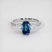 1.95 Ct. Greenish Blue Sapphire Ring, 10K White Gold 1