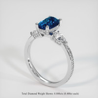 1.95 Ct. Greenish Blue Sapphire Ring, 10K White Gold 2