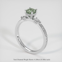 0.79 Ct. Green Sapphire Ring, 10K White Gold 2