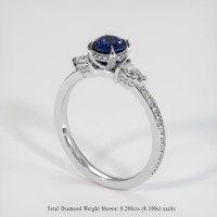 0.57 Ct. Blue Sapphire Ring, 14K White Gold 2