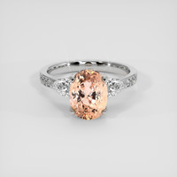 4.16 Ct. Padparadscha Sapphire Ring, 14K White Gold 1