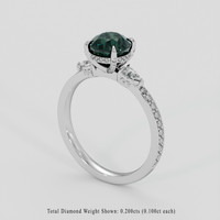 2.05 Ct. Bluish Green Sapphire Ring, 14K White Gold 2