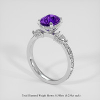 2.13 Ct. Purple Sapphire Ring, 14K White Gold 2