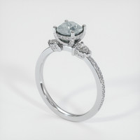 1.33 Ct. Greenish Blue Sapphire Ring, 14K White Gold 3