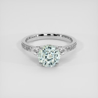 1.92 Ct. Greenish Blue Sapphire Ring, 14K White Gold 1