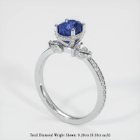 1.11 Ct. Blue Sapphire Ring, 18K White Gold 2