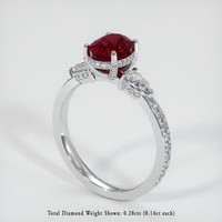 2.02 Ct. Ruby Ring, 18K White Gold 2