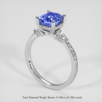 3.03 Ct. Blue Sapphire Ring, 18K White Gold 2