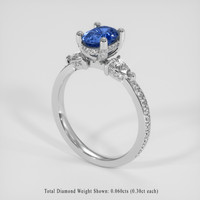 1.30 Ct. Blue Sapphire Ring, 18K White Gold 2