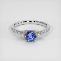 0.70 Ct. Blue Sapphire Ring, 18K White Gold 1