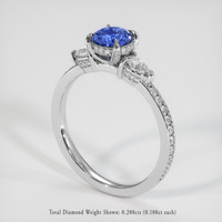 0.70 Ct. Blue Sapphire Ring, 18K White Gold 2
