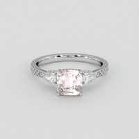 2.09 Ct. Peach Sapphire Ring, 18K White Gold 1