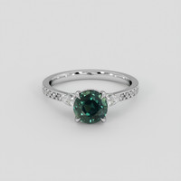 2.05 Ct. Bluish Green Sapphire Ring, 18K White Gold 1