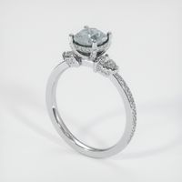 1.33 Ct. Greenish Blue Sapphire Ring, 18K White Gold 3