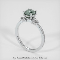 1.20 Ct. Bluish Green Sapphire Ring, 18K White Gold 2