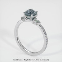 1.33 Ct. Greyish Blue Sapphire Ring, 18K White Gold 2