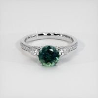 1.47 Ct. Bluish Green Sapphire Ring, 18K White Gold 1