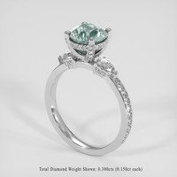 1.92 Ct. Greenish Blue Sapphire Ring, 18K White Gold 2
